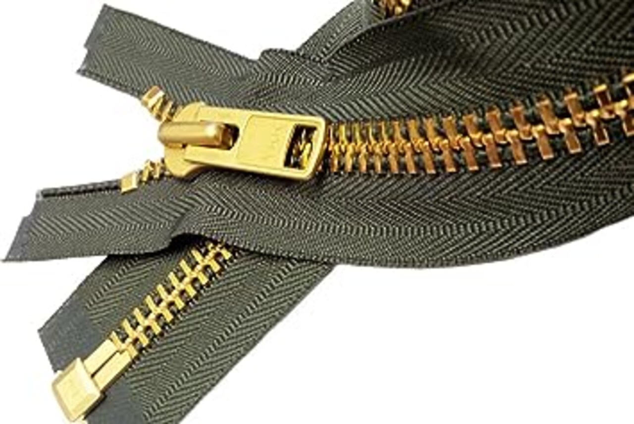 YKK Sale 28" Extra Heavy Duty Jacket Zipper YKK #10 Brass Separating ~ Color 567 Olive Green (1 Zipper/Pack) Made in USA